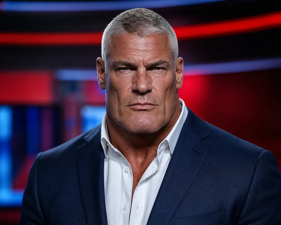 Brock Granite: a silver buzz cut, a weathered tan and a face like a quarry wall, open-collar shirt under a navy jacket
